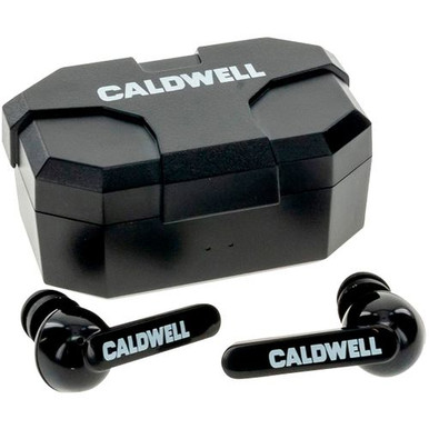 Caldwell 1136234 E-Max Shadows Pro Rechargeable In The Ear Black Ear Buds with Bluetooth for Adults Includes Storage Case & Multiple Size Tips