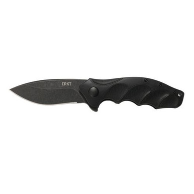CRKT K221KKP Foresight Assisted 3.53" Folding Modified Drop Point Plain Black Stonewash 1.4116 Steel Blade GRN Black Handle