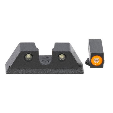 Meprolight USA 466703131 Mepro Hyper-Bright Self-Illuminated Sights Fixed Tritium Orange Front, Green Rear Black Frame for Century Canik TP Series