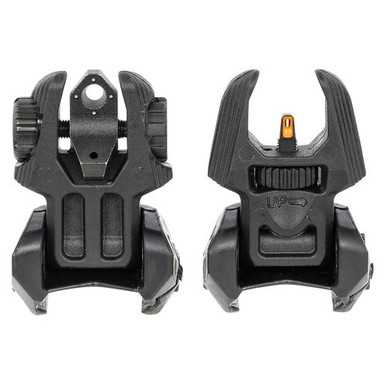 Meprolight USA 403240 Mepro FUBS Self-Illuminated Sights Flip Up Green Tritium with Orange Front, Green Tritium Rear with Black Frame for AR-15