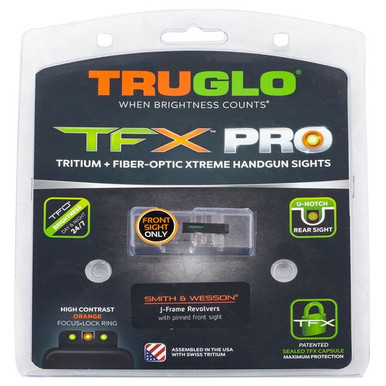 TruGlo TG-TG13SJ1PC TFX Pro  Tritium/Fiber Optic Green with Orange Outline Front Sight Nitride Fortress Frame for S&W J Frame