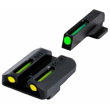 TruGlo TG-TG131NT3Y TFO  Square Tritium/Fiber Optic Green Front/U-Notch Yellow Rear Nitride Fortress Frame for 1911 with Novak 260 Front, 500 Rear