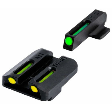 TruGlo TG-TG131NT2Y TFO  Square Tritium/Fiber Optic Green Front/U-Notch Yellow Rear Nitride Fortress Frame for 1911 with Novak 270 Front, 450 Rear