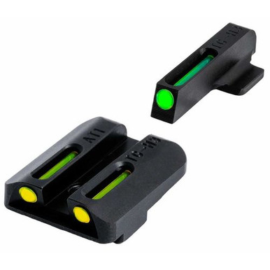 TruGlo TG-TG131NT4Y TFO  Square Tritium/Fiber Optic Green Front/U-Notch Yellow Rear Nitride Fortress Frame for 1911 with Novak 270 Front, 500 Rear