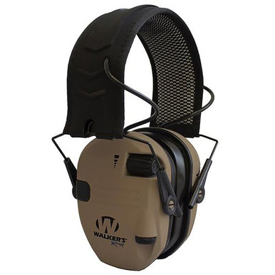 Walker's GWP-XRSEM-BB Razor X-TRM Digital Muff 21 dB Over the Head Polymer Battle Brown Ear Cups with Black Headband & White Logo