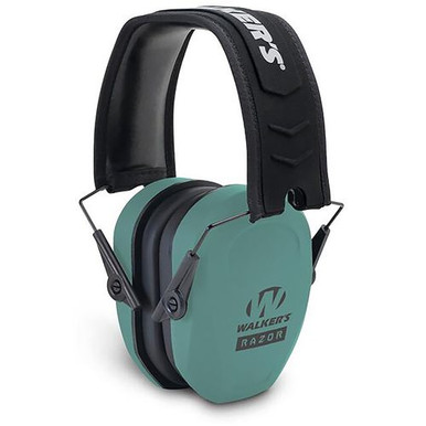 Walker's GWP-RSMPAS-TL Razor Slim Passive Muff 27 dB Over the Head Polymer Teal Ear Cups with Black Headband & White Logo