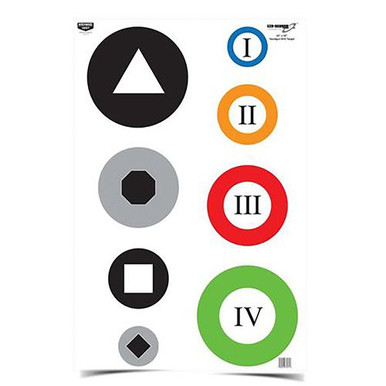 Birchwood Casey 37071 EZE-Scorer Circle Drill Circles w/ Shapes & Numbers Paper Target 23" x 35" 100 Per Pkg