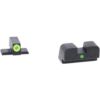AmeriGlo XD301 i-Dot Night Sight 3-Dot Tritium Green with LumiGreen Outline Front, Green Rear Black Frame for Springfield XD-S,XD,XD-E,XD-M