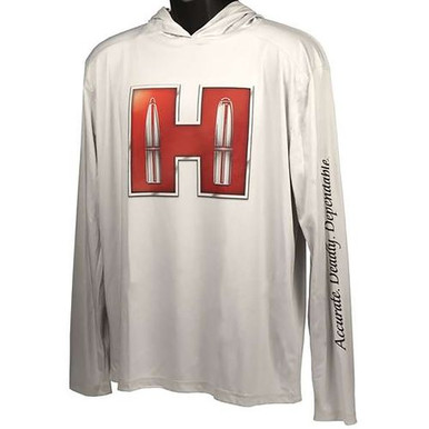 Hornady 99692XXXL Solar Hoodie  White w/Red Logo Long Sleeve 3XL