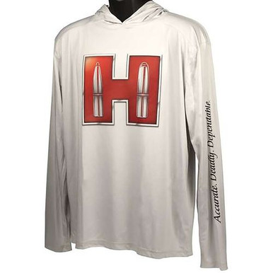 Hornady 99692S Solar Hoodie  White w/Red Logo Long Sleeve Small