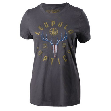 Leupold 179152 American Whitetail Ladies T-Shirt Gray XL Short Sleeve