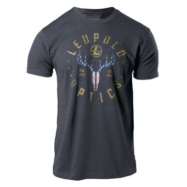Leupold 179141 American Whitetail T-Shirt Charcoal Gray Medium Short Sleeve