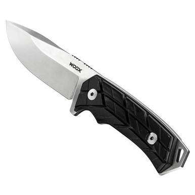 Woox BU.KNF001.14 Rock 62 X-Grip 4.25" Fixed Plain Stonewash Sleipner Steel Blade Black Micarta X-Grip Handle