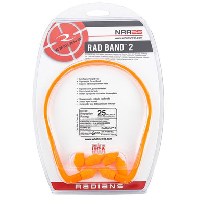 Radians RB210CS Rad-Band 2 25 dB Behind The Neck Orange Ear Buds with Orange Cord for Adults 1 Pair