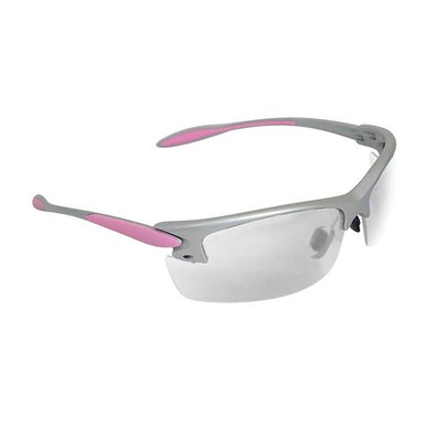 Radians PG0810CS Ladies Range Eyewear 99.9% UV Rated Clear Lens with Gray & Coral Accents Frame