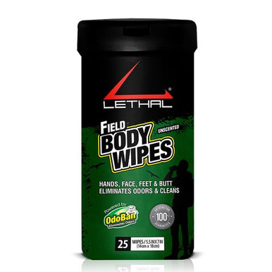 Lethal 9423W6725W Field Body Wipes  Odor Eliminator 25 Per Pkg