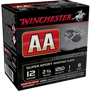 Winchester Ammo AASC12508 AA Sporting Clay 12 Gauge 2.75" 1 oz 8 Shot 25 Bx/ 10 Cs