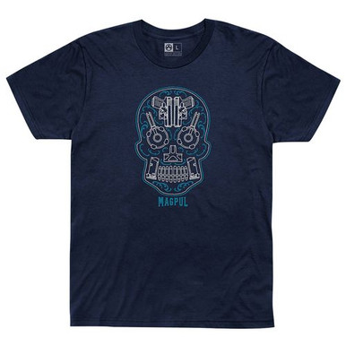 Magpul MAG1217411S Sugar Skull Men's T-Shirt Navy Heather Short Sleeve Small