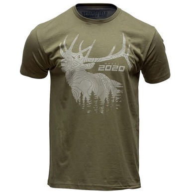 Springfield Armory GEP8605S 2020 Elk Mens T-Shirt Military Green Short Sleeve Small