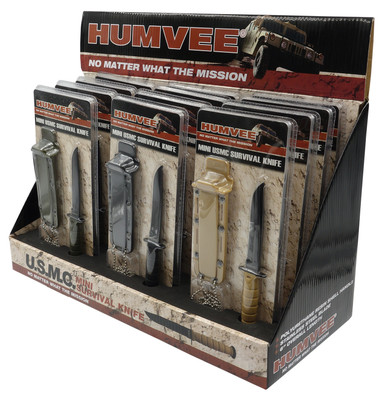 Humvee Adventure Gear HMV-DB-USMC Humvee Combat Knife Display 3.5" USMC Combat Knife Display