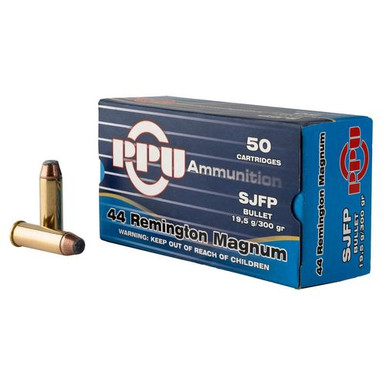 PPU PPH44MF Handgun  44 Rem Mag 300 gr Semi-Jacketed Flat Point (SJFP) 50 Bx/ 10 Cs