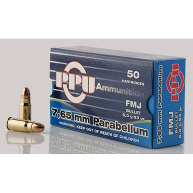 PPU PPH765P Handgun  7.65 Parabellum 93 gr Full Metal Jacket (FMJ) 50 Bx/ 20 Cs