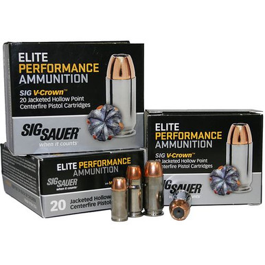 Sig Sauer Elite Defense 9mm Luger 115 gr V Crown Jacketed Hollow Point - E9MMA120