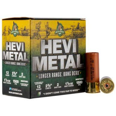 HEVI-Metal HS38702 Hevi-Metal Longer Range 12 Gauge 2.75" 1 1/8 oz 2 Shot 25 Bx/ 10 Cs