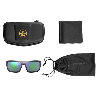 Leupold 179095 Packout  Polycarbonate Emerald Mirror Lens Matte Black Polyamide Wraparound Frame Includes Carrying Case, Bag, & Lens Cloth