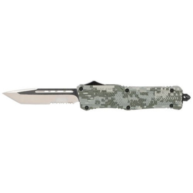 CobraTec Knives LADCCTK1LTS CTK-1 Large 3.75" OTF Tanto Part Serrated D2 Steel Blade/Army DigiCamo Aluminum Handle Features Glass Breaker Includes Pocket Clip