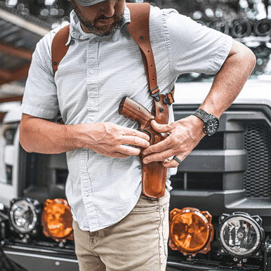 Galco VHS4212 VHS 4.0  Fits Chest Up To 52" Tan Leather Shoulder 1911 5" 5" S&W SW1911 Ambidextrous Hand