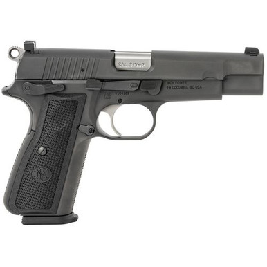 FN 66100256 High Power  9mm Luger 4.70" Barrel 17+1, Textured Matte Black Steel Frame, Black Polymer Grip (Brown Grip Included), Manual Safety