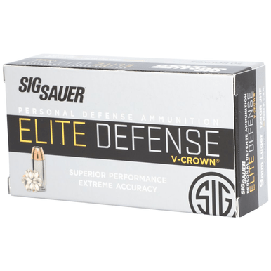 Sig Sauer Elite Defense 9mm Luger 124 gr V Crown Jacketed Hollow Point - E9MMA250