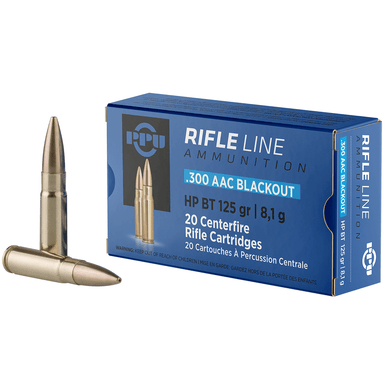 PPU Standard Rifle 300 Blackout 125 gr Hollow Point Boat-Tail (HPBT) - PP300BH