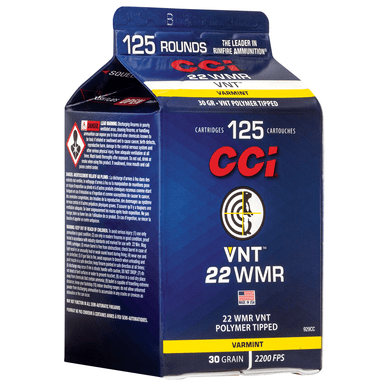CCI 929CC VNT Rimfire 22 WMR 30 gr Varmint Tipped 125 Per Box/ 10 Case