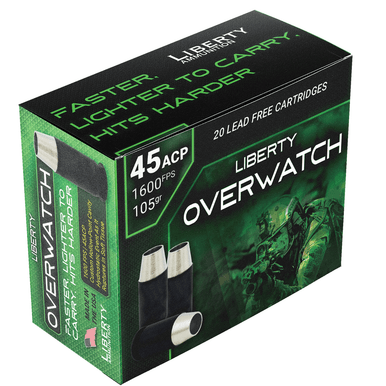 Liberty Ammunition OverWatch 45 ACP 105 gr Open Cavity Design (OCD) Handgun Ammo