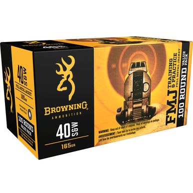Browning Ammo B191800404 FMJ Value Pack 40 S&W 165 gr Full Metal Jacket 100 Per Box/ 5 Case Value Pack