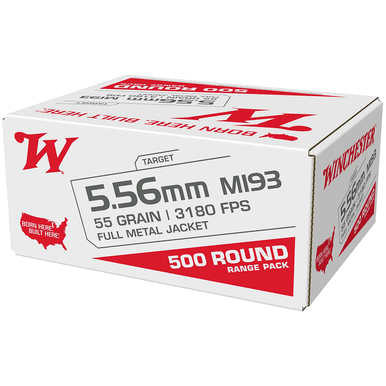 Winchester Ammo 5.56x45mm NATO M193 Ammo 55 Grain FMJ 500 Rounds Value Pack