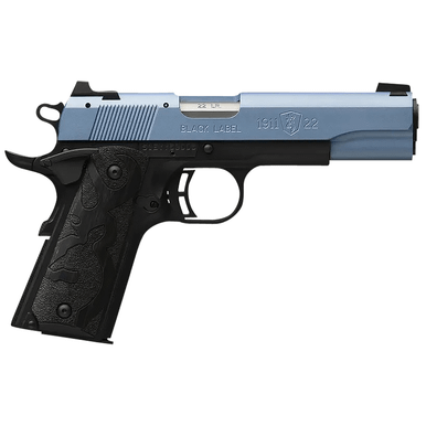 Browning 051897490 1911-22 Black Label Full Size Frame 22 LR 10+1, 4.25" Matte Stainless Steel Barrel, Polar Blue Cerakote Serrated Slide, Matte Black Polymer Frame w/Beavertail, Black Laminate Wood Grip