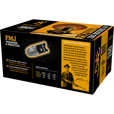 Browning Ammo 380 Automatic FMJ 95 Grain Bulk Pack 150 Round Box