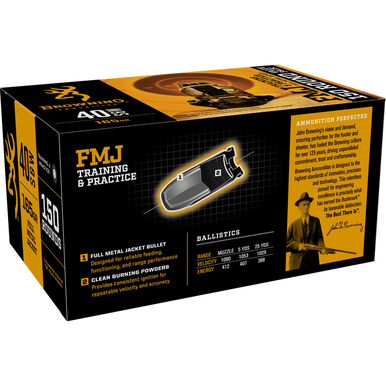Browning Ammo 40 S&W 165 Grain FMJ Bulk Pack 150 Round Box