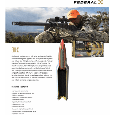 Federal Premium ELD-X 270 Win 145 gr Extremely Low Drag eXpanding 20 Per Box