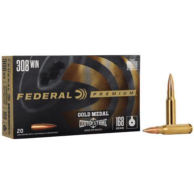 Federal Premium Gold Medal 308 Win 168 gr Open Tip Match 20 Per Box