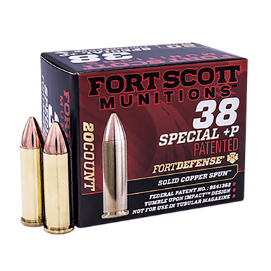 Fort Scott Munitions 38+P081SCV Tumble Upon Impact (TUI) 38 Special +P 81 gr Solid Copper Spun 20 Per Box