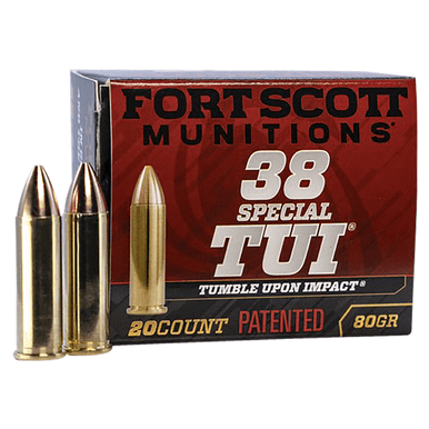 Fort Scott Munitions 38SPL080SCV Tumble Upon Impact (TUI) 38 Special +P 80 gr Solid Copper Spun 20 Per Box