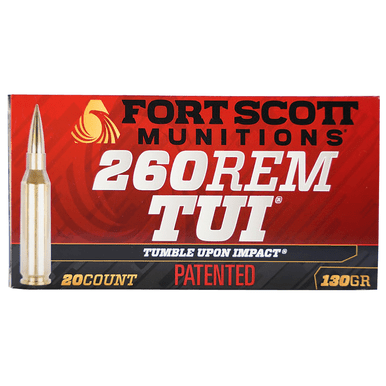 Fort Scott Munitions 260130SCV2 Tumble Upon Impact (TUI) 260 Rem 130 gr Solid Copper Spun 20 Per Box