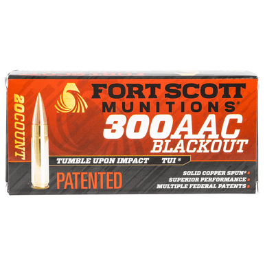 Fort Scott Munitions 300115SCV Tumble Upon Impact (TUI) 300 Blackout 115 gr Solid Copper Spun 20 Per Box