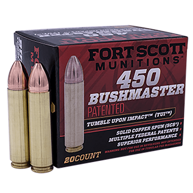 Fort Scott Munitions 450BM250SCV Tumble Upon Impact (TUI) Rifle 450 Bushmaster 250 gr Solid Copper Spun 20 Per Box