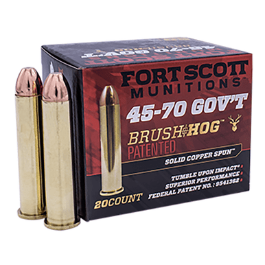 Fort Scott Munitions 4570300SCV1 Tumble Upon Impact (TUI) Brush Hog 45-70 Gov 300 gr Solid Copper Spun 20 Per Box