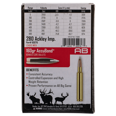 Nosler Trophy Grade 280 Ackley Improved 160 gr Nosler AccuBond 20 Per Box